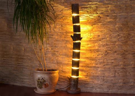 Wooden Floor Lamp made of Natural Logs - iD Lights