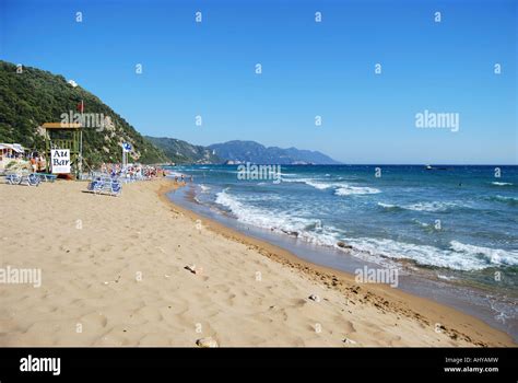 Glyfada Beach, Glyfada, Corfu, Ionian Islands, Greece quiet Stock Photo - Alamy