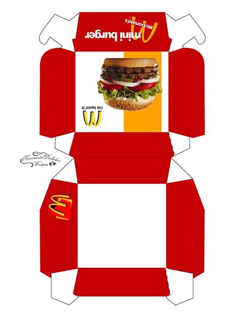 Gallery For > Burger Box Template | Food printables, Box template printable, Burger box