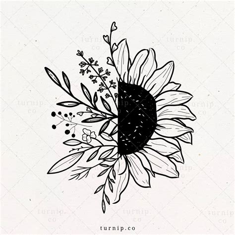 Sunflower SVG Flower Clipart Sublimation Half Sunflower With - Etsy | Clipart de flor ...