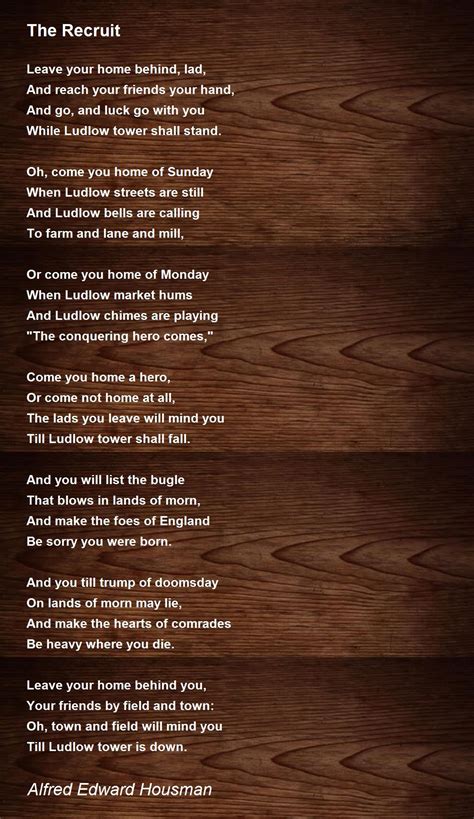 The Recruit - The Recruit Poem by Alfred Edward Housman