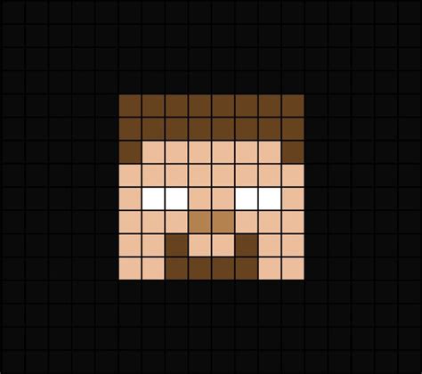 A pixel art template of Hero-brine's face (8 by 7, flat, no tone) from Mine-craft the video game ...