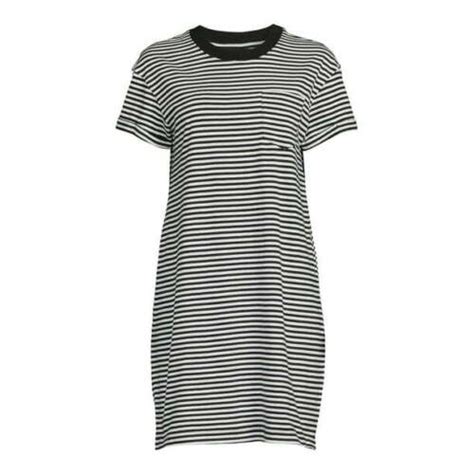Time & Tru Women's Black & White Stripe T-Shirt Dress with Pocket Size XXL 20 | eBay