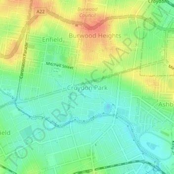 Croydon Park topographic map, elevation, relief