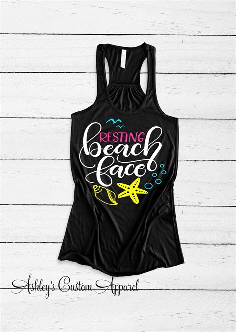 Resting Beach Face Funny Beach Shirts Beach Vacation Tank Tops Girls ...