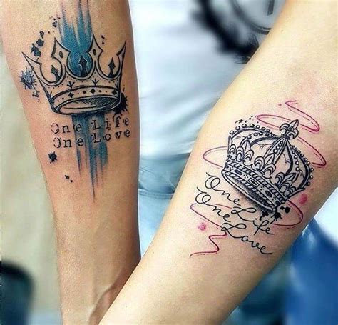 63 Premier King And Queen Tattoos For The Most Wonderful Couples | Cute couple tattoos, Matching ...