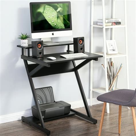 FITUEYES Z-shape Computer Desk for Small Spaces Study Writing Desk with Shelf, Black - Walmart ...