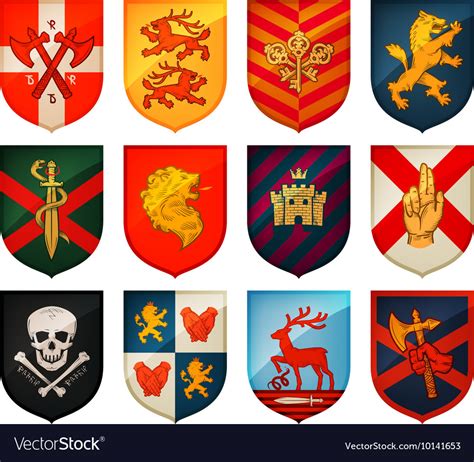 Collection of medieval shields and coat arms Vector Image