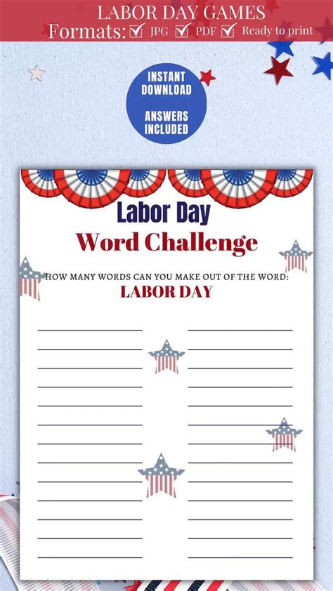 5 Labor Day Games Printable