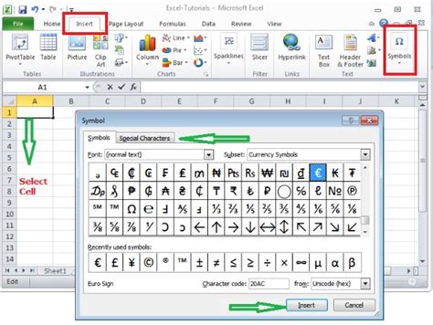 How to insert symbols and special characters in Excel - W3schools