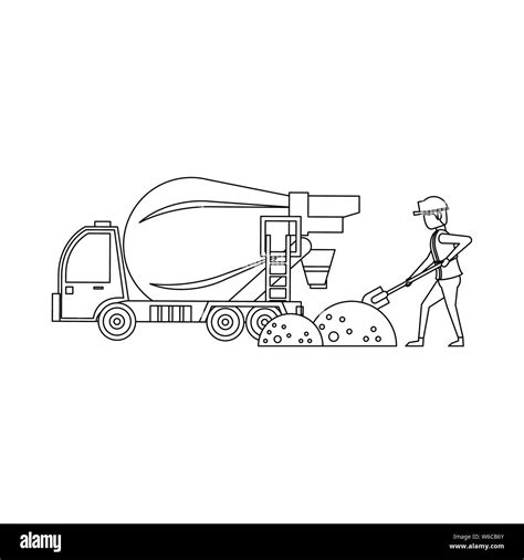 construction architectural engineering work cartoon in black and white ...