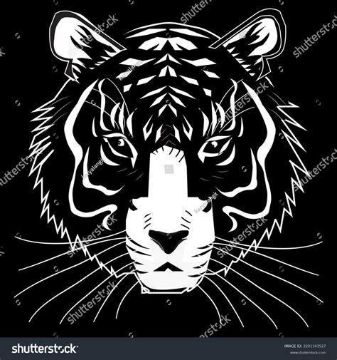 Tiger Head Black White Vector Illustration Stock Vector (Royalty Free ...