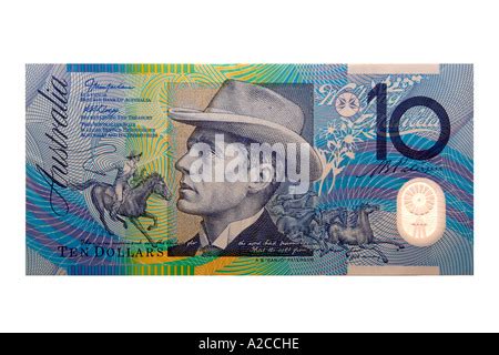 An Australian 10 dollar note with the face of Banjo Patterson Stock Photo - Alamy