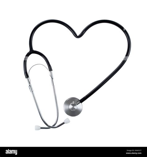 Black stethoscope with heart shape isolated on white background. Stock ...