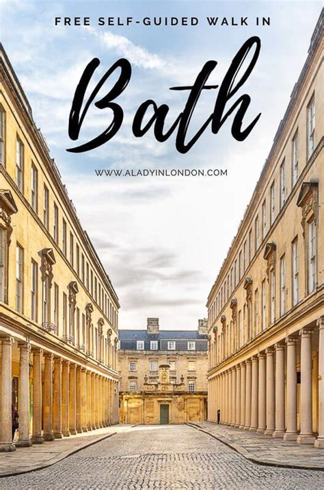 an empty street with the words, free self - guided walk in bath