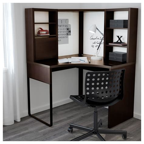 MICKE black-brown, Corner workstation, 100x142 cm - IKEA | Hoekbureau, Kantoor aan huis meubelen ...