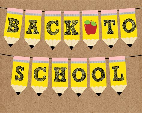 Back to School Pencil Banner. FULL ALPHABET, Instant Digital Download. Perfect for Teachers ...