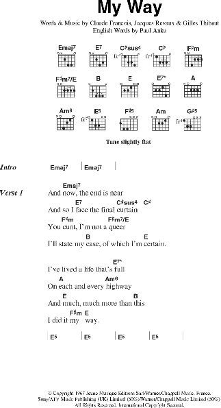 My Way - Guitar Chords/Lyrics | zZounds