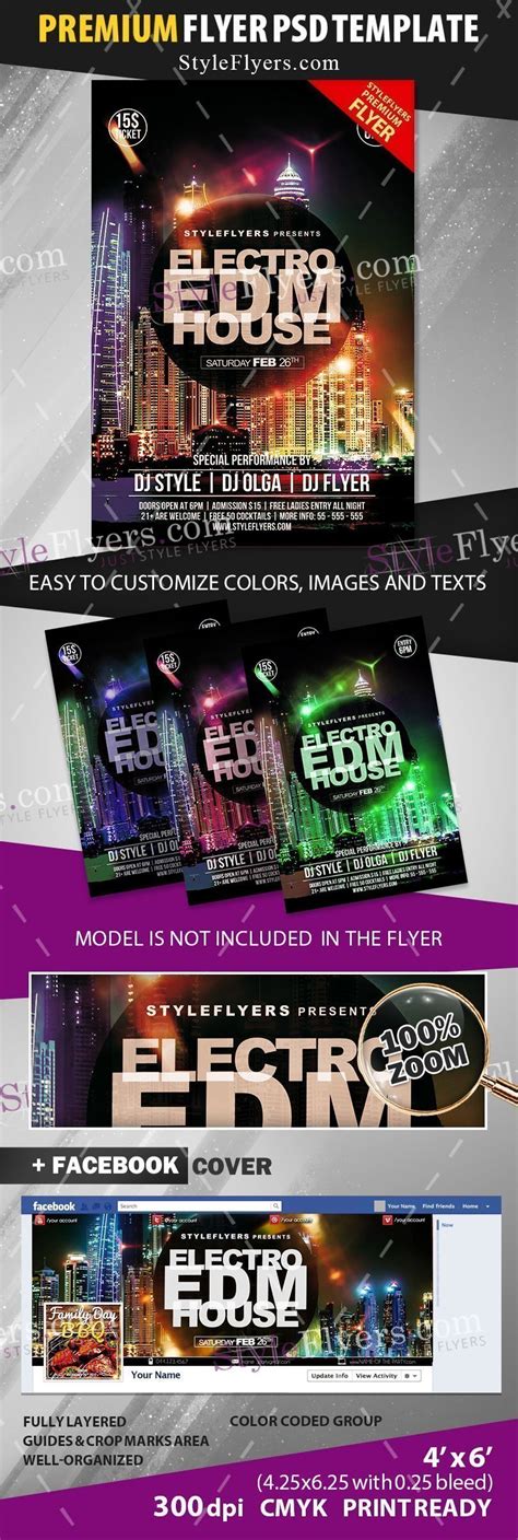 EDM Electro House PSD Flyer Template #16973 - Styleflyers