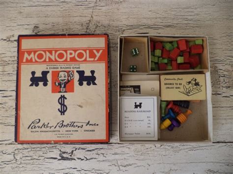 Vintage Monopoly Game Wooden Houses and by Thebeezkneezvintage