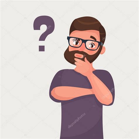 Thinking Man Question Mark Vector Illustration Cartoon Style — Stock ...