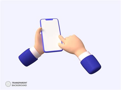 Free PSD | 3d rendering of hand touching mobile phone icon isolated