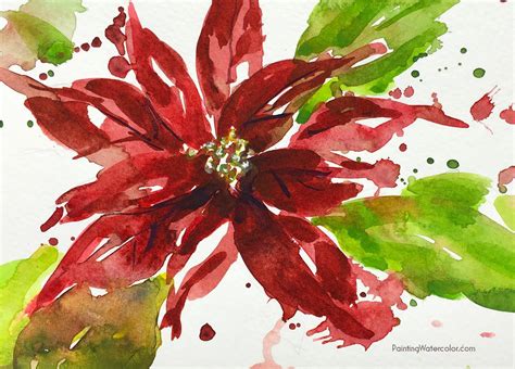 12 Days of Christmas Cards, poinsettia watercolor painting tutorial by Jennifer Branch ...