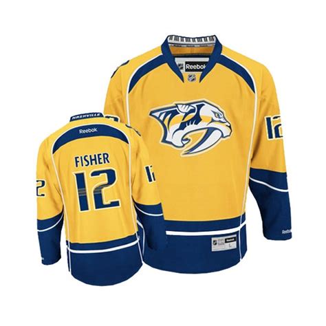 Nashville Predators Mike Fisher Official Gold Reebok Authentic Adult ...