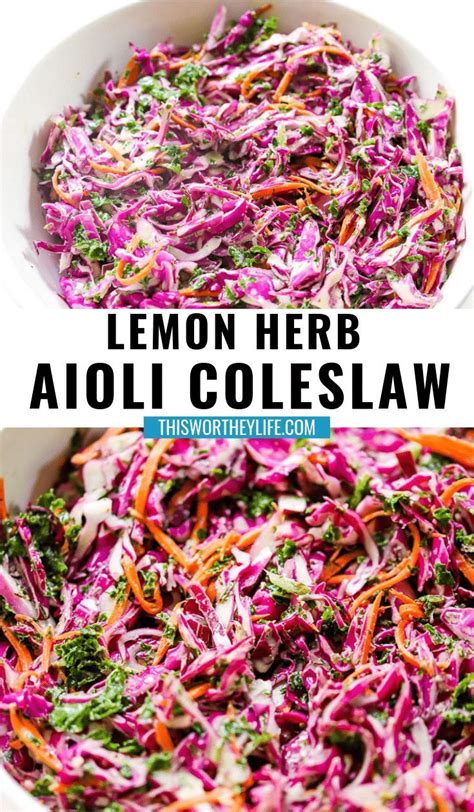 Upgrade your coleslaw with our tangy, bright, and zero mayonnaise Lemon Herbed Aioli Coleslaw ...
