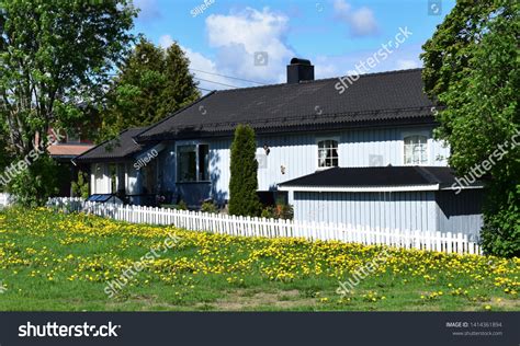 Classic Soft Blue House Black Roof Stock Photo 1414361894 | Shutterstock