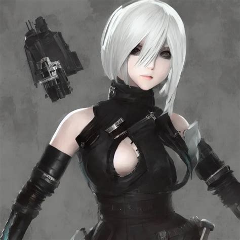 Portrait of 2B, Nier Automata Concept art, trending on | Stable ...