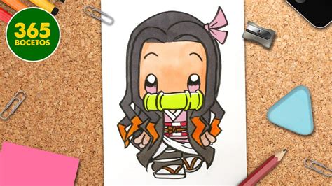 COMO DIBUJAR A NEZUKO KAWAII 🔥 Dibuja a Nezuko Kamado 🔥 de Kimetsu no ...