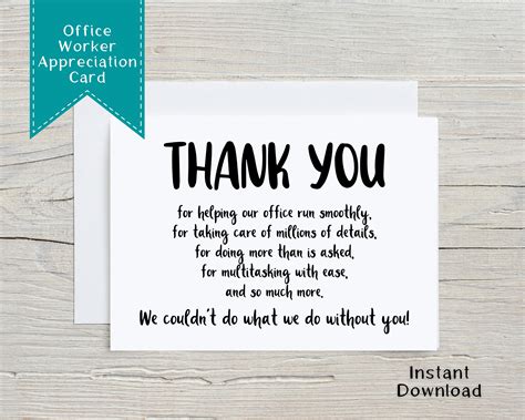 Office Thank You Card Administrative Professionals Day Card - Etsy Canada