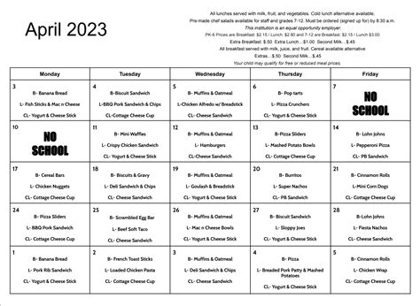 Breakfast & Lunch Menu - Kenesaw Public Schools