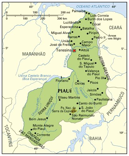 Map of Piaui, state of Brazil