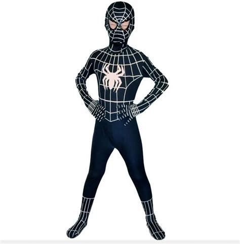 black spiderman costume kids Halloween costumes for kids Children superHero party Cosplay ...