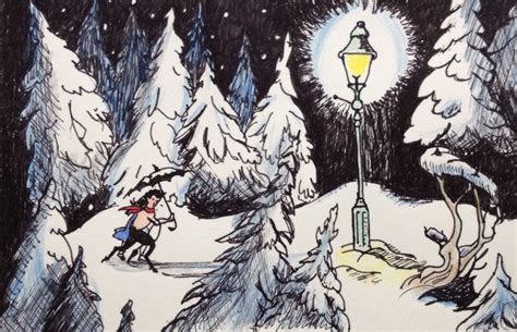 Mr Tumnus, Lucy and the lamppost in Narnia