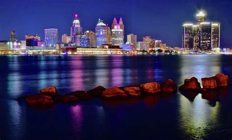 Detroit Riverfront from Windsor Photograph by Frozen in Time Fine Art Photography - Fine Art America