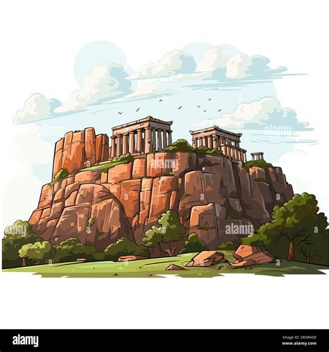 Acropolis. Acropolis hand-drawn comic illustration. Vector doodle style ...