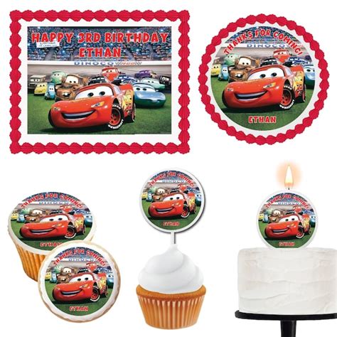 Cars Lightning McQueen Edible Cake Decorations Cupcake | Etsy