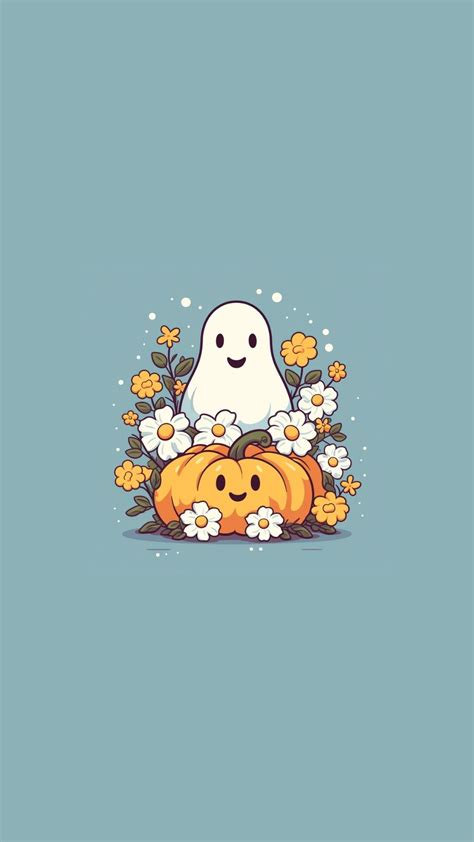 50 Ghost Phone Wallpapers 👻 Floral Pumpkin Aesthetic Halloween Lock ...