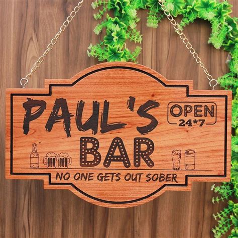 A personalized bar sign engraved with your name! Engraved Wood Signs ...