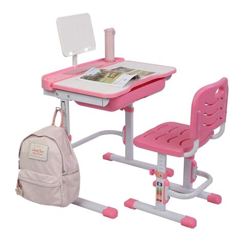 Learning Table and Chair Set, Adjustable Student Desk, 70CM Lifting Table Can Tilt Learning ...