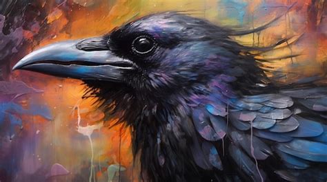 Premium AI Image | A painting of a raven with a blue beak.