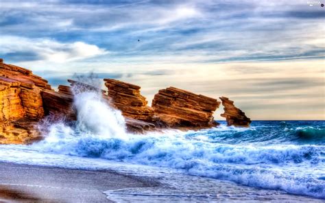 Waves, Beaches, rocks, sea - Beautiful views wallpapers: 2560x1600