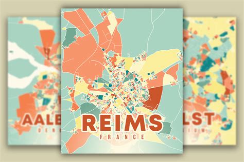 Reims France Colorful Poster Map Graphic by Poster Boutique · Creative ...