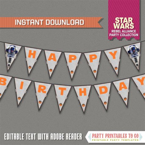 Star Wars Party Birthday Banner with Spacers - (Rebel Alliance ...