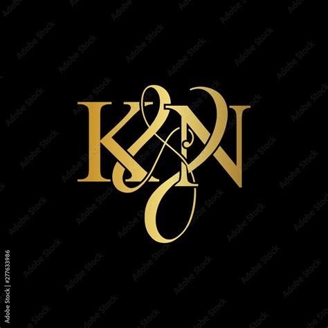 K & N KN logo initial vector mark. Initial letter K & A KA luxury art vector mark logo, gold ...