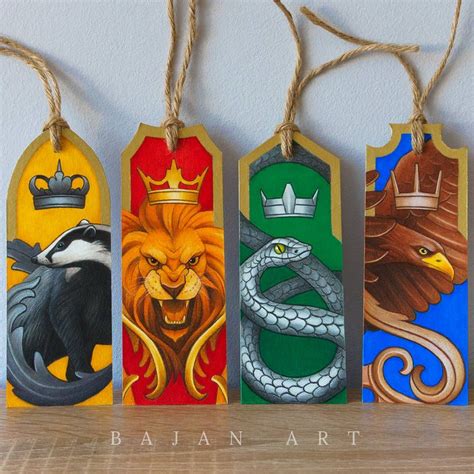 Harry Potter Bookmarks - Hogwarts House Drawing by Bajan-Art on DeviantArt | Harry potter ...