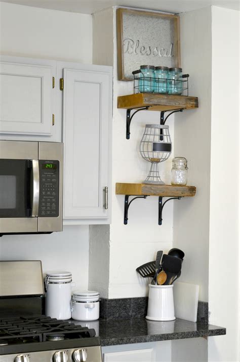 DIY Reclaimed Wood Kitchen Shelves - H20Bungalow